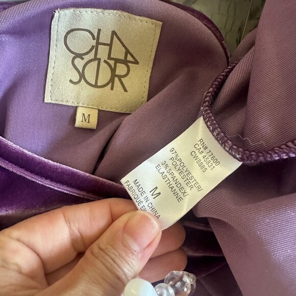 Chaser Stretch Velvet V-Back Hi-Lo Midi Dress Slip Dress Tank Dress Size Medium - Picture 7 of 9